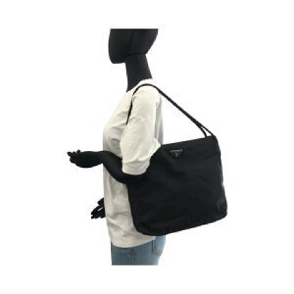 Prada nylon triangular shoulder Tessuto black logo bag plate - Picture 7 of 10